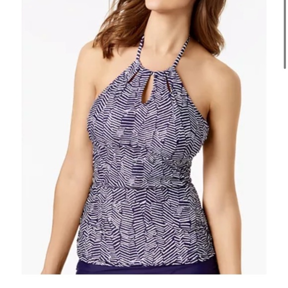 Island Escape Tankini Top 6 or 8 Bora Bora 
Mikonos Beach High-Neck Swim Navy - Picture 1 of 9